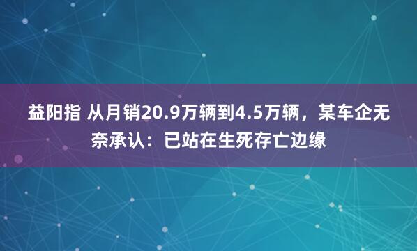 益阳指 从月销20.9万辆到4.5万辆，某车企无奈承认：已站在生死存亡边缘